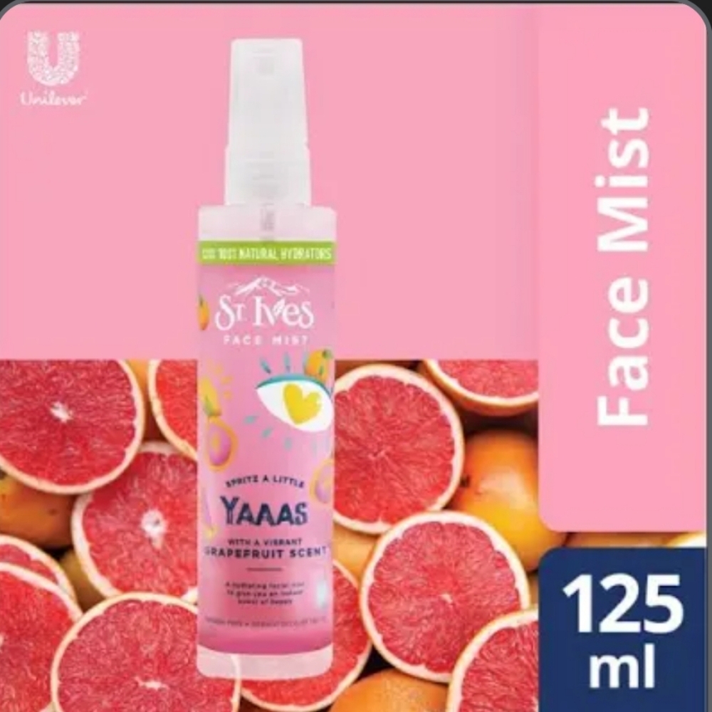 St. Ives face mist Yaaas! Grapefruit scent w/ 100% natural hydrators. 4.23oz.
